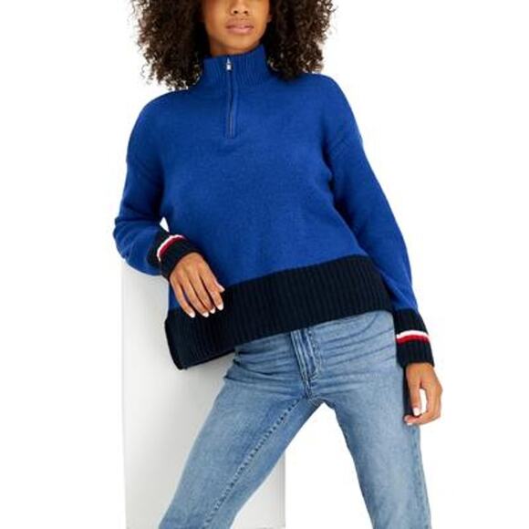 Tommy Hilfiger Women's Colorblocked Half-Zip Sweater XXL NWT - Picture 1 of 2